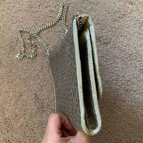 D1006 Christian Dior trotter oblique light gold and champagne color evening bag - Picture 4 of 7